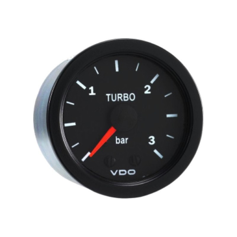 Manometer VDO Turbo-Druck 0-3 Bars Durchmesser 52 Mechanisch Schwarzer Boden - V-PT150-015-001 - 150-015-001K - 3661768229040
