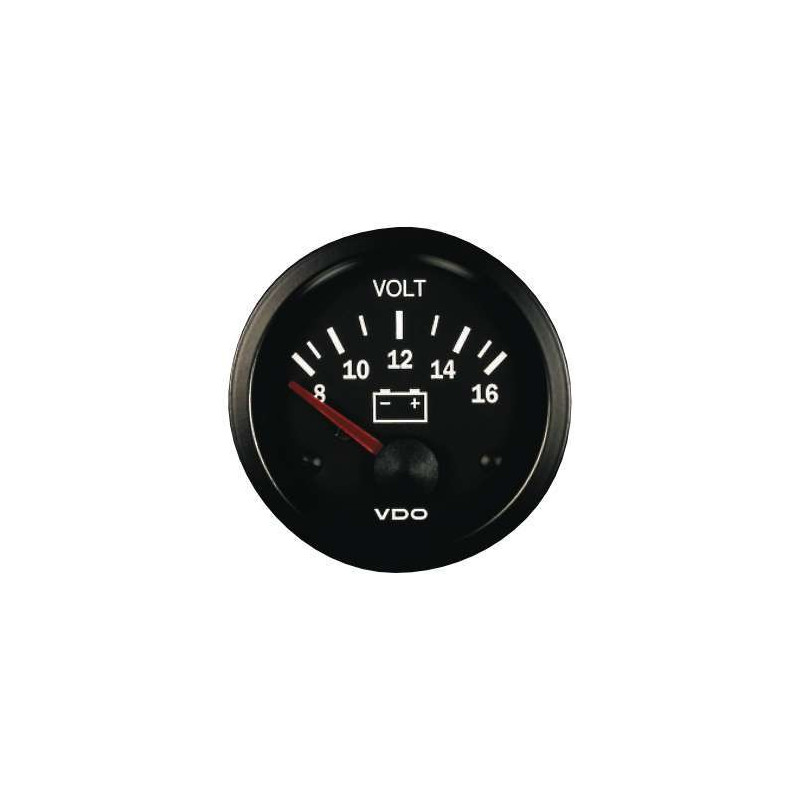 Voltmètre VDO Ø52 mm 8 à 16 V 332-010-001K - V-VO332-010-001 - 332-010-001K - 4103590700315