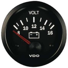 Voltmetro VDO Ø52 mm da 8 a 16 V 332-010-001K
