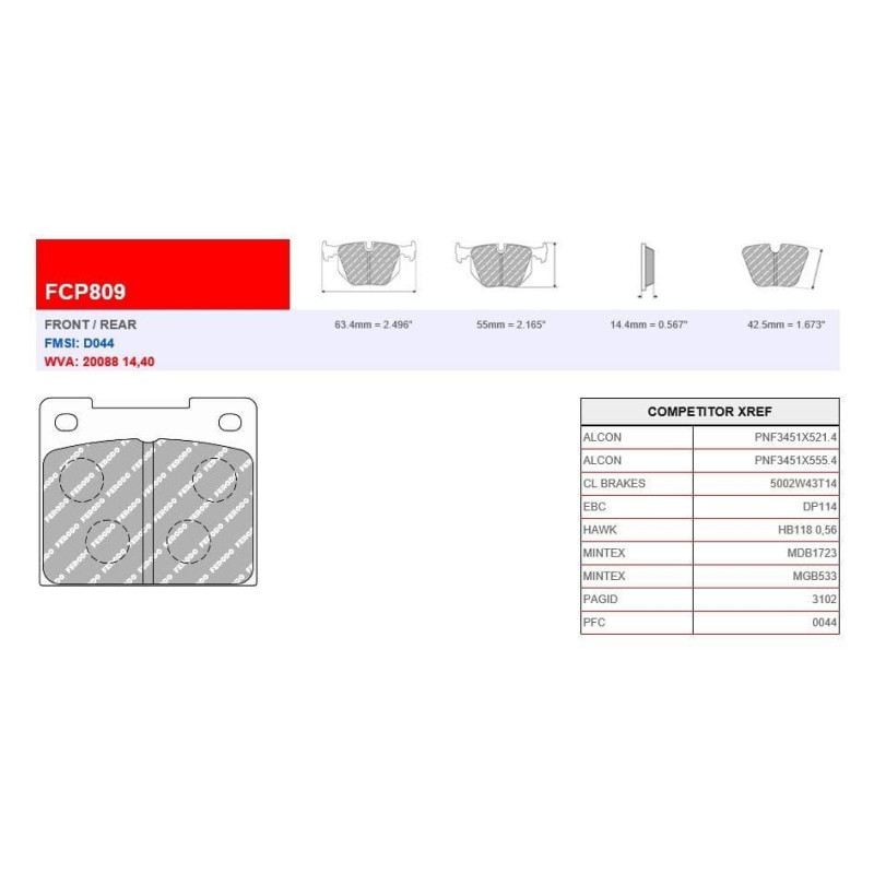 Ferodo 4003 FCP809C competition brake pads - F-CP809C - FCP809C - 3661768069790