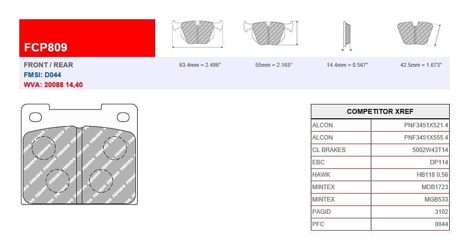 Ferodo 4003 FCP809C competition brake pads - F-CP809C - FCP809C - 3661768069790