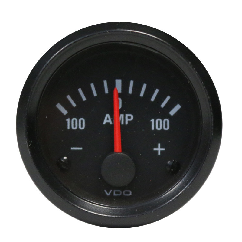 Amperemeter 100A VDO VISION Schwarzer Hintergrund Durchmesser 52mm - V-AM190-037-003 - 190-037-003G - 3661768319611