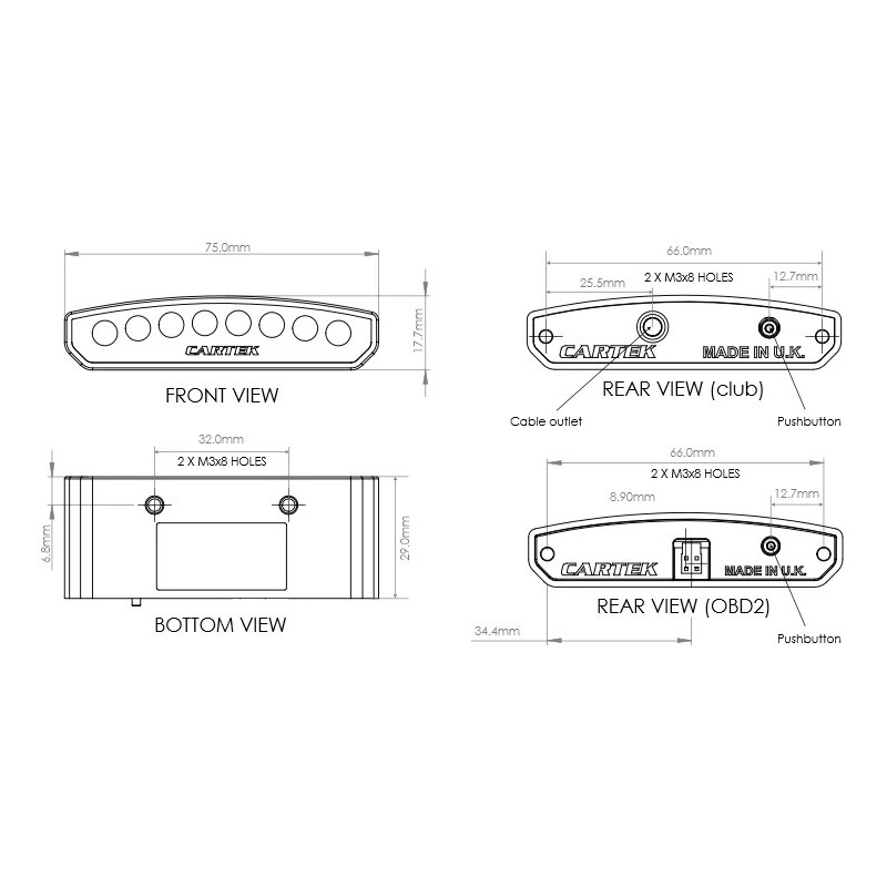 Luce di spostamento Cartek Club 8 LED RGB CK-LS-CL - CK-LS-CL - CK-LS-CL - 3661768826201