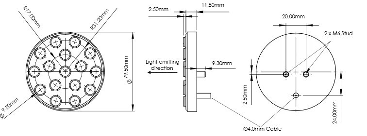 Cartek FIA 8874-2019 Round LED Rain Light | CK-LRS-16CM - CK-LRS-16CM - CK-LRS-16CM