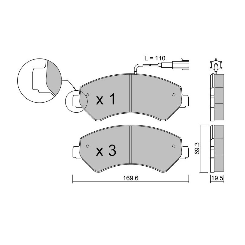 Pastiglie freno GT2i Club anteriori per Fiat E-Ducato - GT-PC7253 - 3666618851150