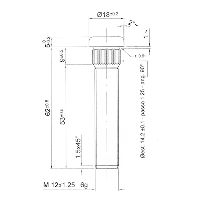 Goujon de Roues SUBARU / NISSAN 12x125mm 67mm - BR-CPGSU1 - 3661768428610