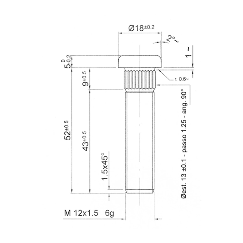 Goujon Cannelé Bratex Ford 12x150mm longueur 57mm - BR-CPGS01 - 3661768460443