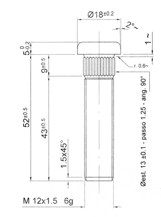 Goujon Cannelé Bratex Ford 12x150mm longueur 57mm - BR-CPGS01 - 3661768460443
