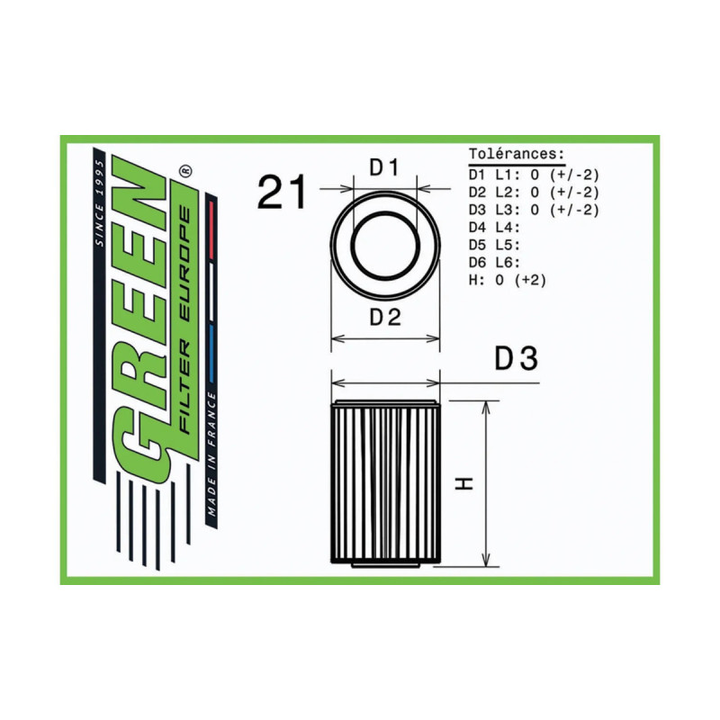 Filtre à air de remplacement origine GREEN FILTER DODGE NEON SRT-4 - Speciaux - GR-G591006 - G591006 - 3700161149446