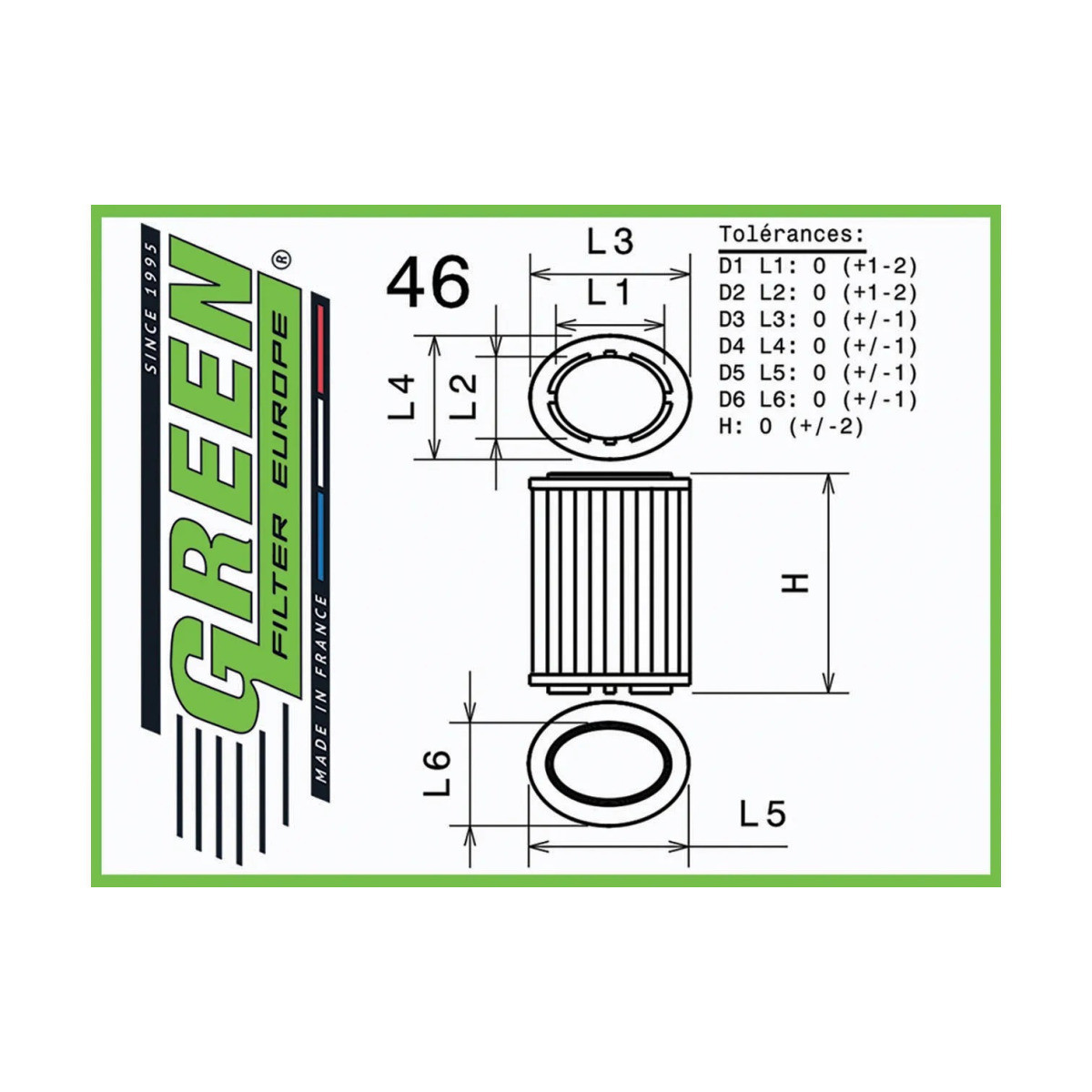 Filtre à air de remplacement origine GREEN FILTER DODGE VIPER SRT-10 8,3L V10 - GR-G591012 - G591012 - 3700161164524