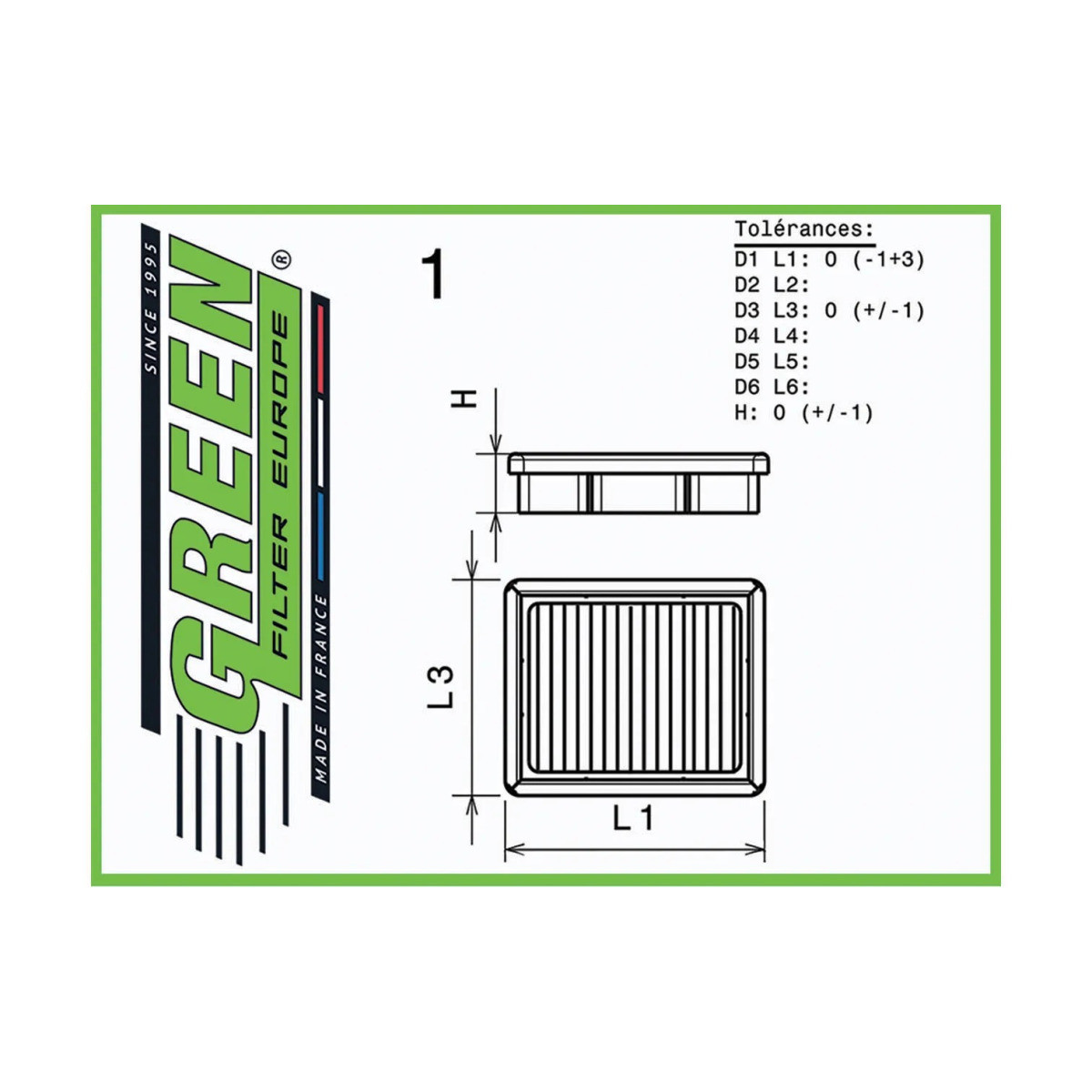 Filtre à air de remplacement origine GREEN FILTER PONTIAC GRAND AM All 99-05 - GR-P960009 - P960009 - 3700161158950