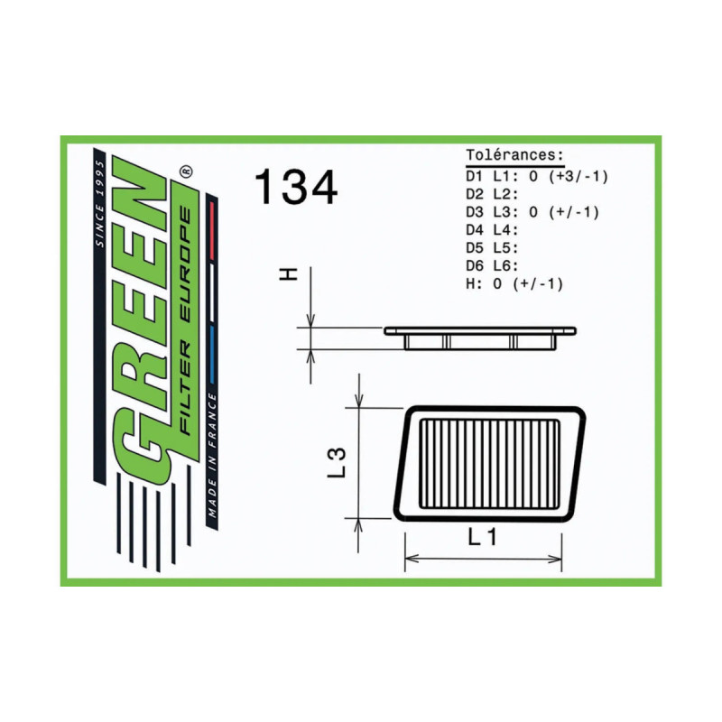 Filtro Dell'Aria Green JEEP WRANGLER 2,4L TJ - GR-P970035 - P970035 - 3700161155546