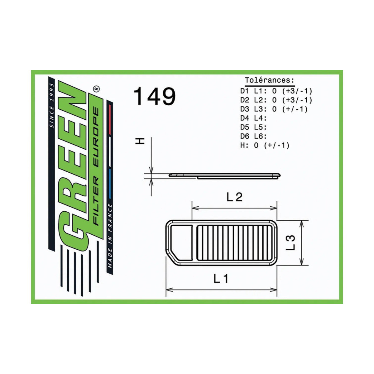 Filtro aria GREEN FILTER CITROEN NEMO 1,3L HDI (EURO 6) 09/10- - GR-P950464 - P950464 - 3701194110533