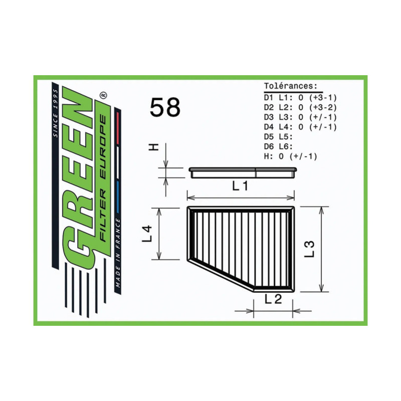 Filtro aria GREEN FILTER INFINITI QX56 5,6L V8 11- - GR-P965033 - P965033 - 3701194110328