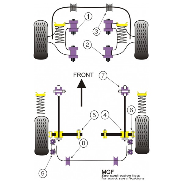 Silent-Bloc Powerflex Assale Posteriore Rover MGF -2002 (2 Pezzi) - PF-R42222-2 - PFR42-222 - 5055676505347