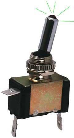 ON / OFF Schalter Metall mit grüner LED - LU-K894V - 3661768058619