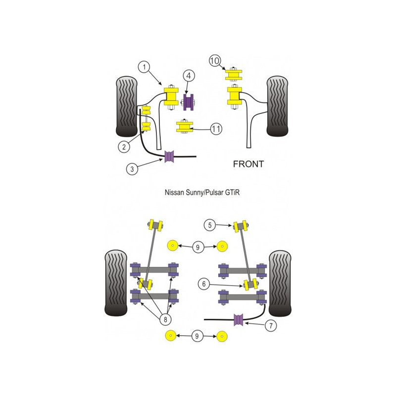 Silent-Bloc Powerflex Bras Arrière Antérieur Sunny GTiR (2 Pièces) - PF-R46105-2 - PFR46-105 - 5055676505859