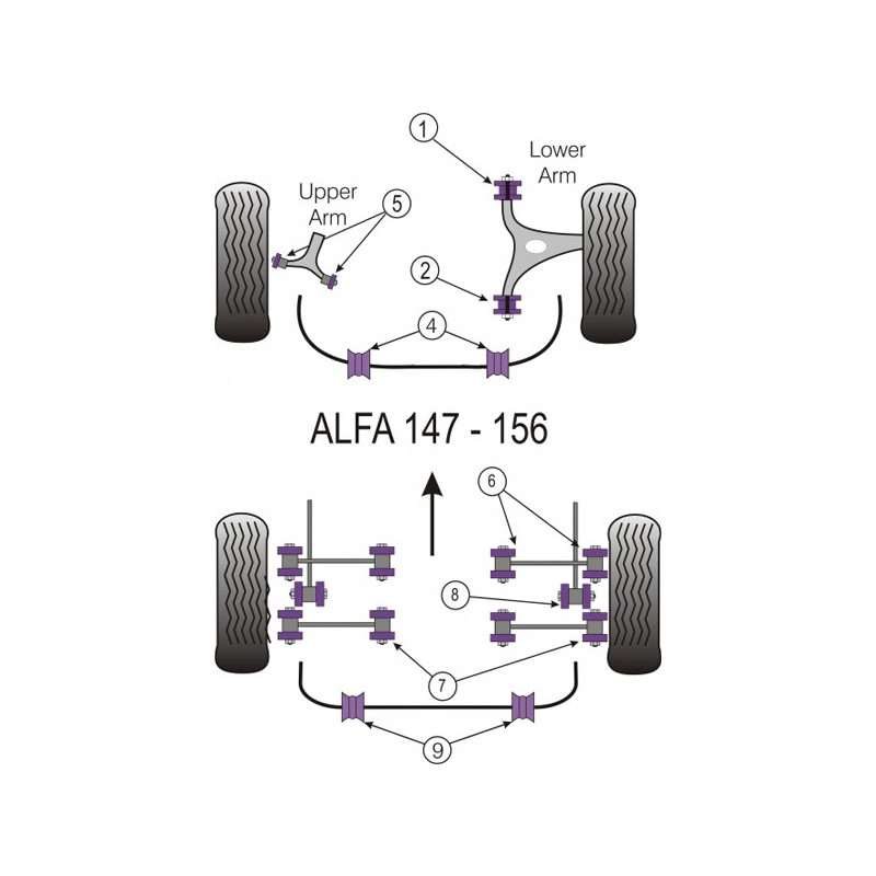 Silent-Bloc Powerflex Susp Hinterradlenker hinten Alfa Romeo 147 (4 Stück) - PF-R01817-4 - PFR1-817 - 5055676500403