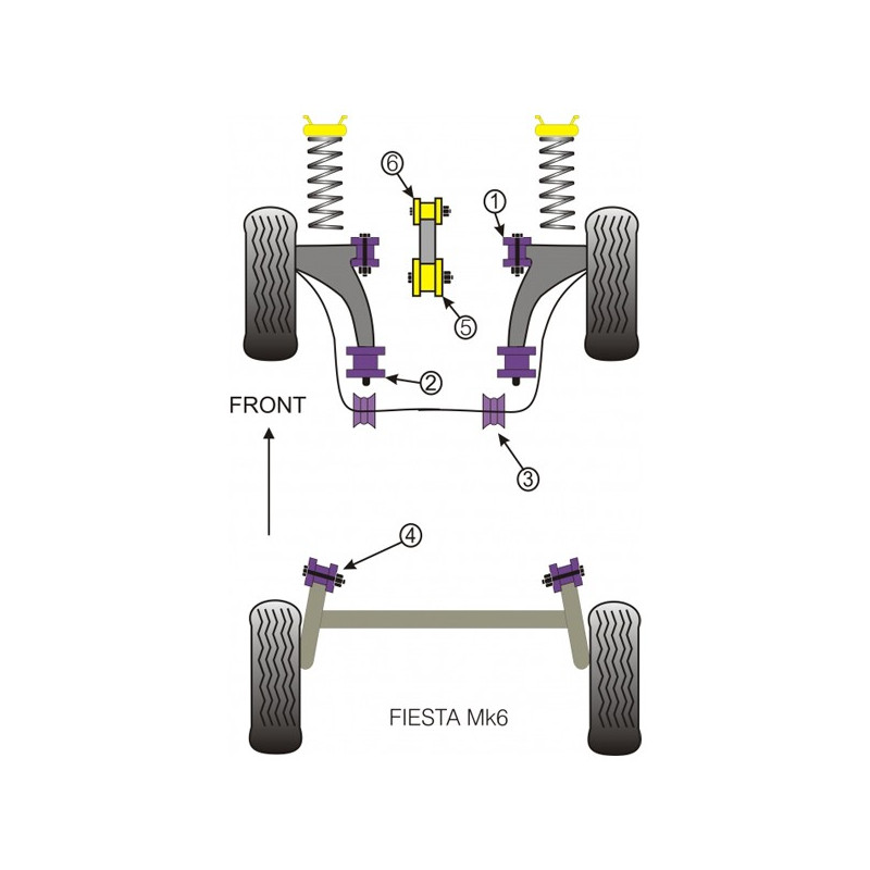 Silent-Bloc Powerflex Assale Posteriore Ford Fiesta MK6 (2 Pezzi) - PF-R191105-2 - PFR19-1105 - 5055676502902