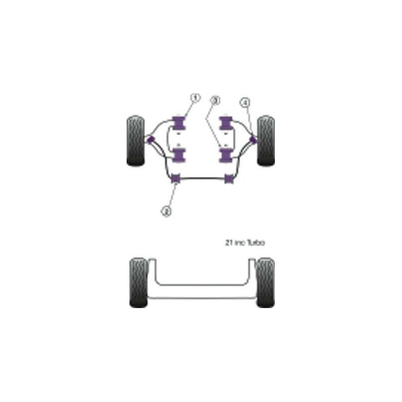 Silent-Bloc Powerflex Sospensione Quadrilatero Anteriore Posteriore R21 + Turbo (2 Pezzi) - PF-F60601-2 - PFF60-601 ORG - 5055676507044