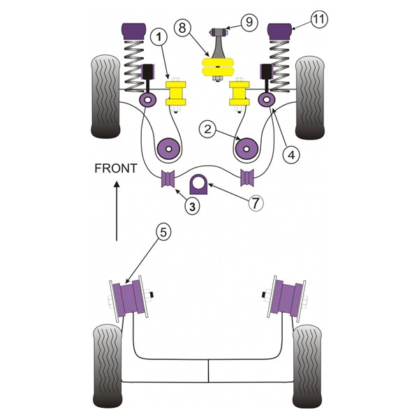 Powerflex Bushing Front Wishbone Rear Bush Renfo Volkswagen Golf 4 (2 Pieces) - PF-F85414-2 - PFF85-414 - 5055676510792