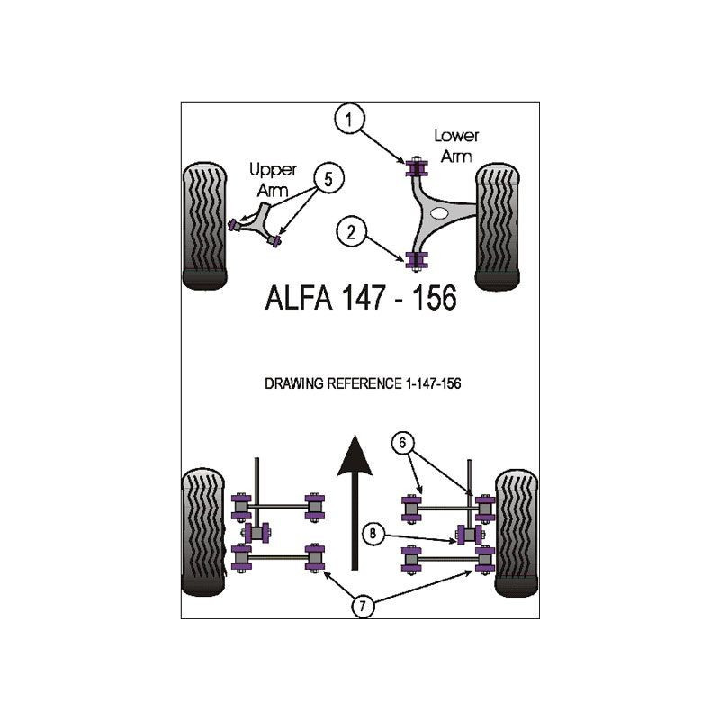 Silent-Bloc Powerflex Barre Anti-Roulis Alfa Romeo 147 / 156 / GT 14mm (2 Pièces) - PF-R01819-14-2 - PFR1-819-14 - 5055676500427