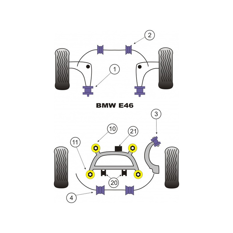 Silent-Bloc Powerflex Sospensione Quadrilatero Anteriore BMW E46 M3 Diametro 60mm (2 Pezzi) - PF-F54601M3-2 - PFF5-4601M3 - 5055676501820