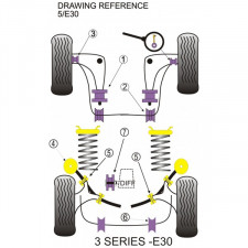 Silent-Bloc Powerflex Barre Anti-Roulis Diamètre 20mm Avant BMW E30 (2 Pièces)