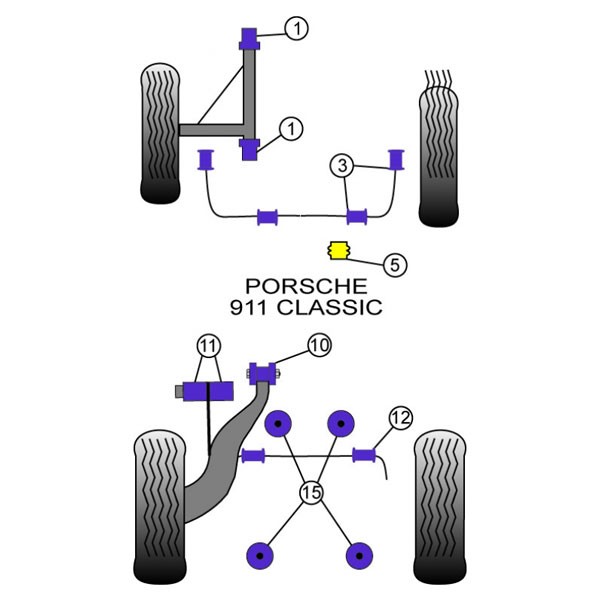Silent-Bloc Powerflex Sospensione Quadrilatero Anteriore Porsche 911 1977 - 1986 (4 Pezzi) - PF-F57401-4 - PFF57-401 - 5055676512260
