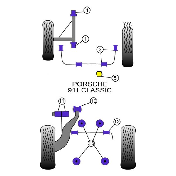 Silent-Bloc Powerflex Colonne Direction Porsche 911 1977 - 1986 (4 Pièces) - PF-F57405 - PFF57-405 - 5055676512277