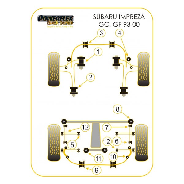 Silent-Bloc Powerflex Black Triangle Hinterrad Subaru (2 Stück) - PF-F69102-2N - PFF69-102BLK - 5055676508171