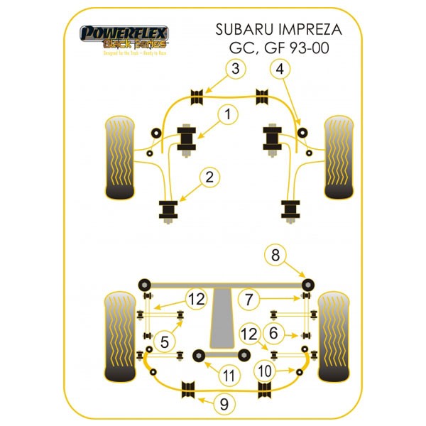 Silent-Bloc Powerflex Black Différentiel Arrière Subaru Impreza 1993-2000 (2 Pièces) - PF-R69122-2N - PFR69-122BLK - 5055676508331