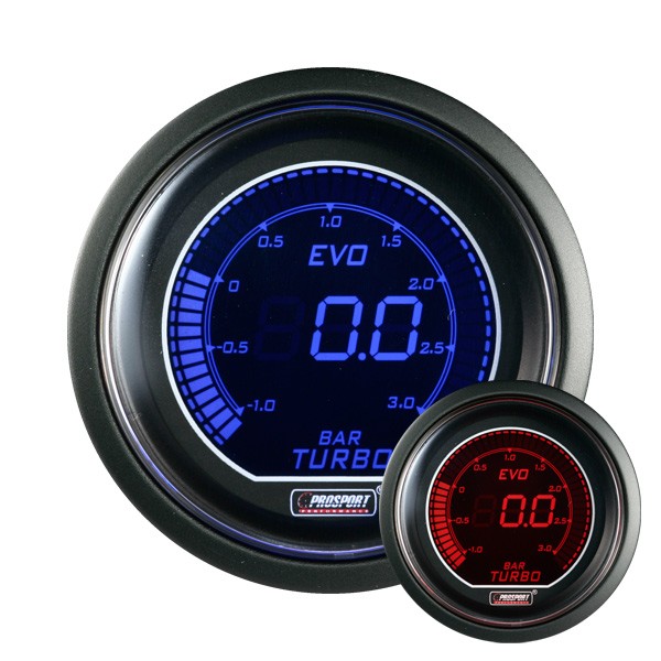 Manometer Prosport Druck Turbo Digital Durchmesser 52mm -1 bis +3 Bars - CT-PT-005-BR - 216EVOBO - 3661768389249