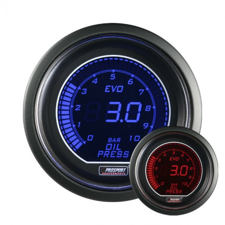 Manomètre Prosport Pression Huile Digital Diamètre 52mm 0 à 7 Bars + Sonde