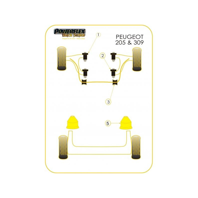 Silent-Bloc Powerflex Black Triangle Vorne HintenPeugeot 205 / 309 GTI (2 Stück) - PF-F50212-2N - PFF50-212BLK - 5055676513465