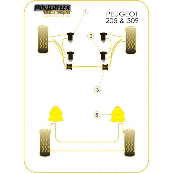 Silent-Bloc Powerflex Black Barre Anti-Roulis Diamètre 22mm Peugeot 205 / 309 GTI (2 Pièces) - PF-F5021522-2N - PFF50-215-22BLK - 5055676506184