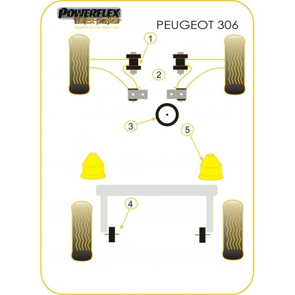 Silent-Bloc Powerflex Black Posteriore Sospensione Quadrilatero Anteriore Peugeot 306 (2 Pezzi) - PF-F50302-2N - PFF50-302BLK - 5055676520067