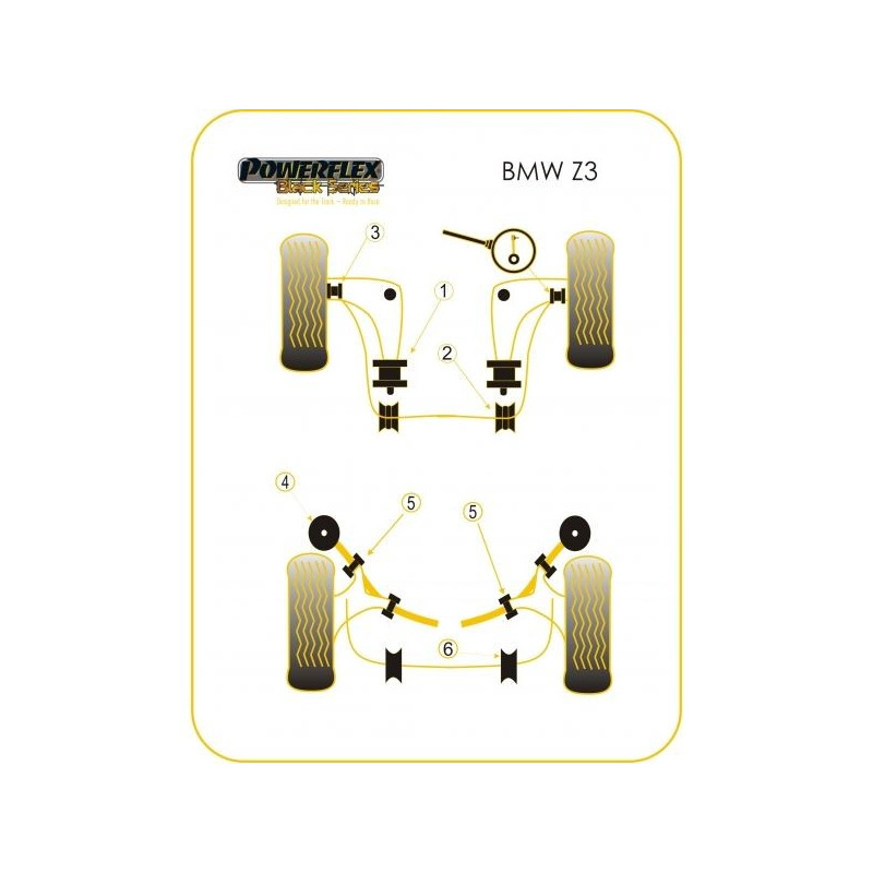 Silent-Bloc Powerflex Black Barra Anti-Rollio Anteriore BMW Z3 Diametro 26mm (2 Pezzi) - PF-F531026-2N - PFF5-310-26BLK - 5055676517128