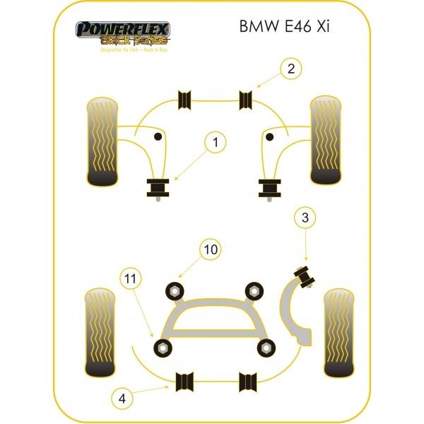 Silent-Bloc Powerflex Black Triangle Vorne BMW E46 iX Durchmesser 60mm (2 Stück) - PF-F54601XI-2N - PFF5-4601XIBLK - 5055676523846