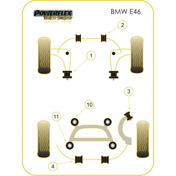 Silent-Bloc Powerflex Black Barre Anti-Roulis Avant BMW E46 Diamètre 26mm (2 Pièces) - PF-F5460226-2N - PFF5-4602-26BLK - 5055676514875