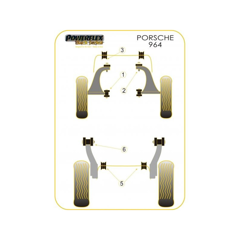 Silent-Bloc Powerflex Black Sospensione Quadrilatero Anteriore Porsche 911 / 3.6 / 964 / 993 (2 Pezzi) - PF-F57101-2N - PFF57-101BLK - 5055676520104