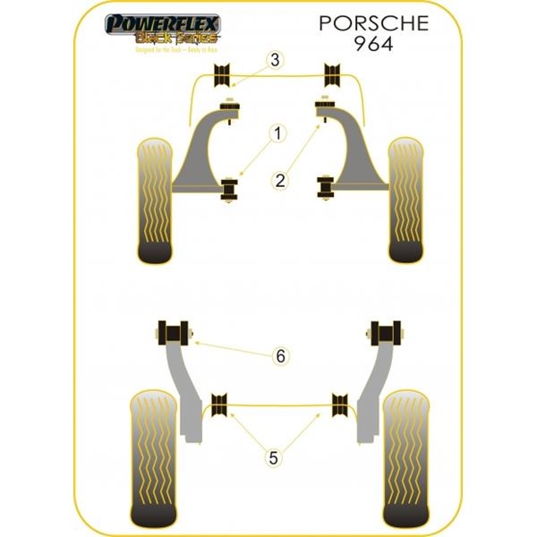 Silent-Bloc Powerflex Black Triangle Avant Porsche 911 / 3.6 / 964 / 993 (2 Pièces) - PF-F57102-2N - PFF57-102BLK - 5055676520111