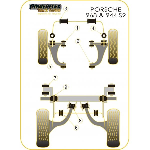 Silent-Bloc Powerflex Black Posteriore Tassallo Porsche 944 S2 968 (2 Pezzi) - PF-F57303-2N - PFF57-303BLK - 5055676514943