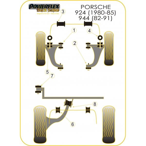 Silent-Bloc Powerflex Black Barre Anti-Roulis 20mm Avant Porsche 944 (2 Pièces) - PF-F57307-2N - PFF57-307BLK - 5055676521767