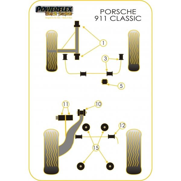 Silent-Bloc Powerflex Black Triangle Vorne Porsche 911 1977 - 1986 (4 Stück) - PF-F57401-4N - PFF57-401BLK - 5055676520142