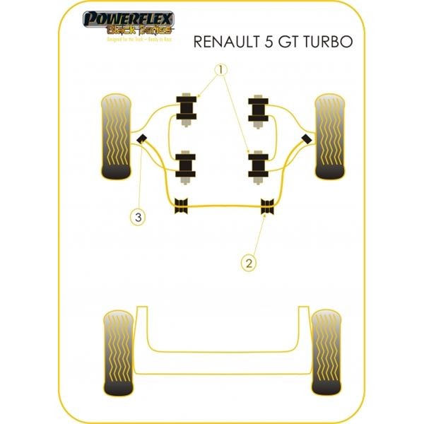 Silent-Bloc Powerflex Black Barre Anti-Roulis Avant Renault R5 GT Turbo (2 Pièces) - PF-F60105-2N - PFF60-105BLK - 5055676518453
