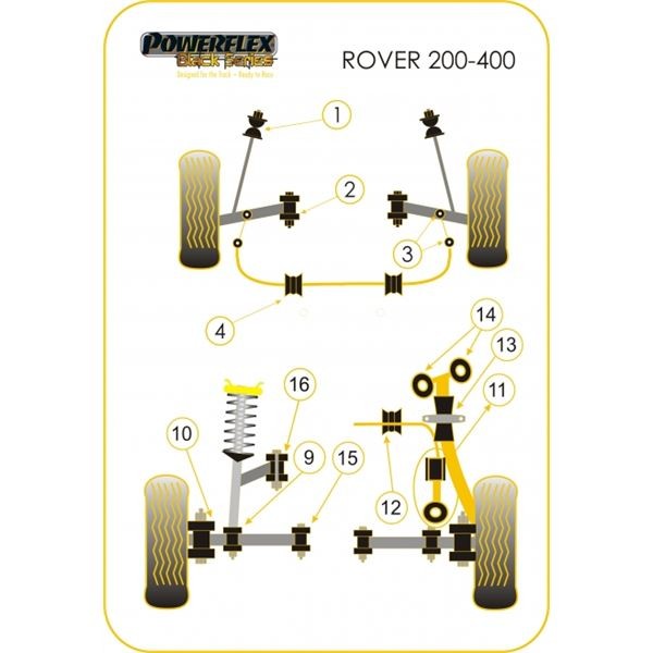 Powerflex Bushing Black Front Wishbone Bush Rover 200 / 400 (2 Pieces) - PF-F63402-2N - PFF63-402BLK - 5055676521958