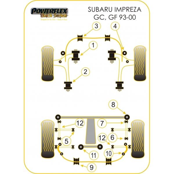 Powerflex Bushing Black Front Inner Wishbone Bush Subaru (2 Pieces) - PF-F69101-2N - PFF69-101BLK - 5055676508157