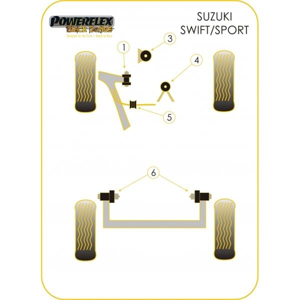 Silent-Bloc Powerflex Black Triangle Avant Suzuki Swift Sport après 2007 (2 Pièces) - PF-F73301-2N - PFF73-301BLK - 5055676523624
