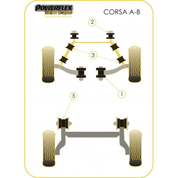 Silent-Bloc Powerflex Black Barre Anti-Roulis Avant Diamètre 20mm Opel Corsa (4 Pièces) - PF-F8010520-4N - PFF80-105-20BLK - 5055676513861